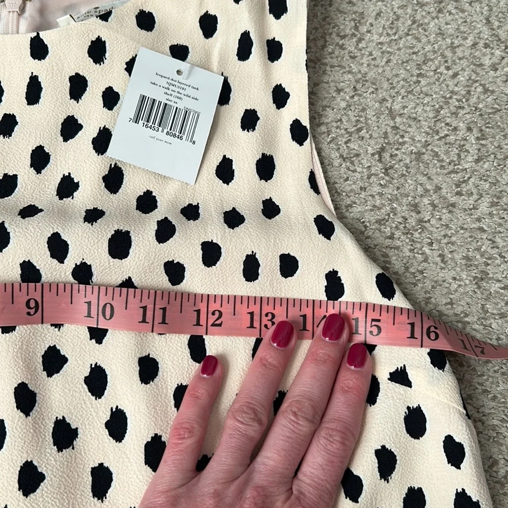 NWT Kate Spade Leopard Dot Layered Tank, XS